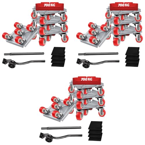 HASTHIP® 5 Wheel Furniture Lifter Mover Set 600kg Heavy Duty Move Roller Tools with Anti Slip for Sofa Wardrobes Washing Machines Fridge Adjustable Height 3 PCS HASTHIP® 5 Wheel Furniture Lifter Mover Set 600kg Heavy Duty Move Roller Tools with Anti Slip for Sofa Wardrobes Washing Machines Fridge Adjustable Height 3 PCS